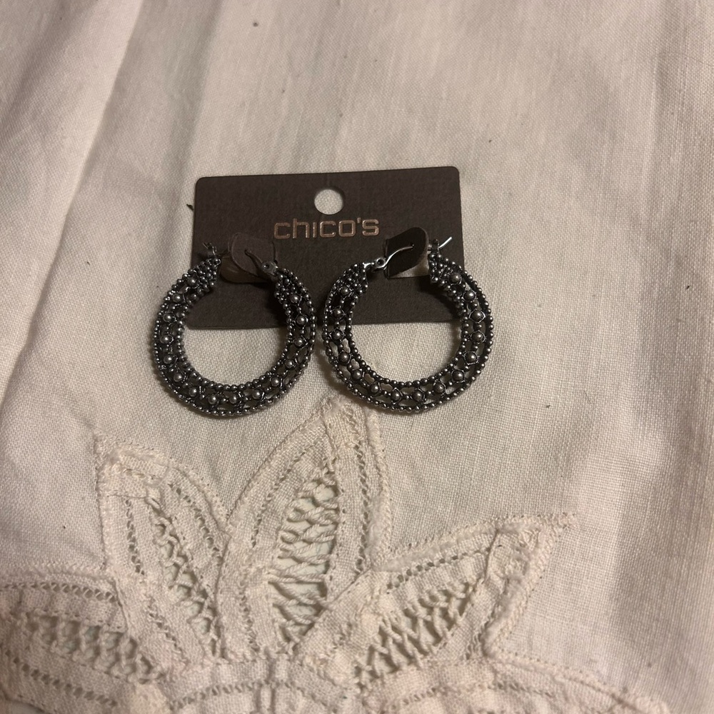 Chico's Silver Geometric Dangle Earrings